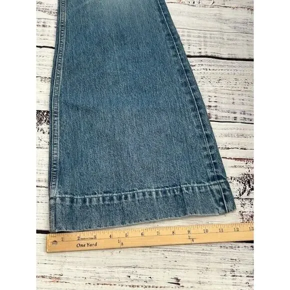 RE/DONE‎ Womens 70s Low Rise Flared Jeans Denim Stretch Lake Blue Size 27 NWT